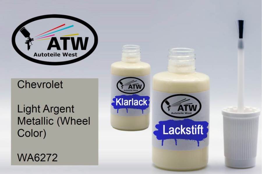 Chevrolet, Light Argent Metallic (Wheel Color), WA6272: 20ml Lackstift + 20ml Klarlack - Set, von ATW Autoteile West.